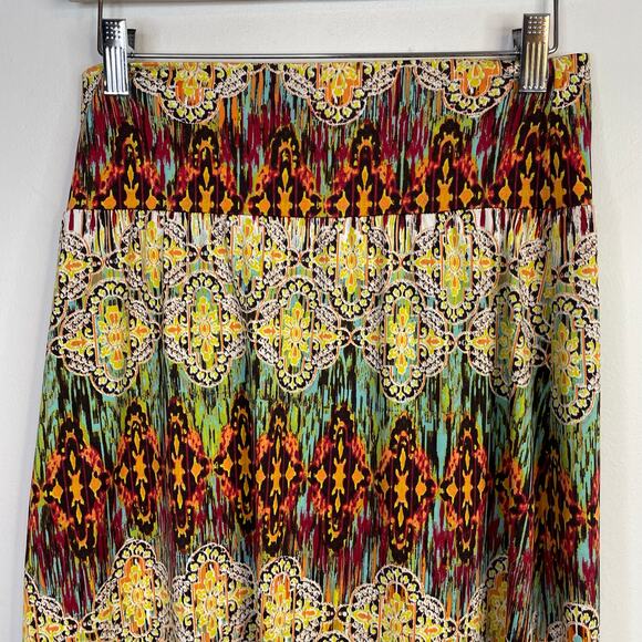 AB Studio Long Jersey Knit Stretch Moroccan Y2K Maxi Skirt Foldover Waist S - Picture 4 of 11